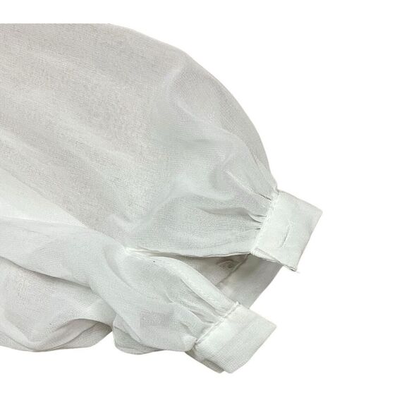 ZARA TOP WMNS XS WHITE PEARL COLLAR CHIFFON BLOUSE PLEATED - Picture 9 of 10